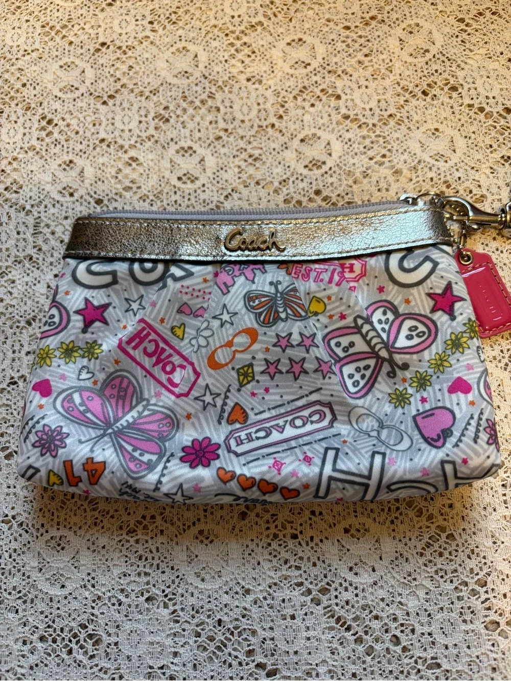 Coach Poppy Graffiti Print Wristlet Bag